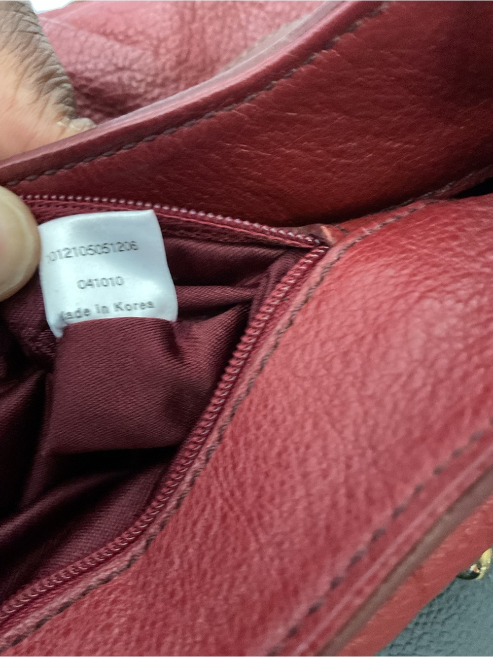 MCM Burgundy Red Pebbled Leather Crossbody with Gold Hardware - Picture 9 of 9